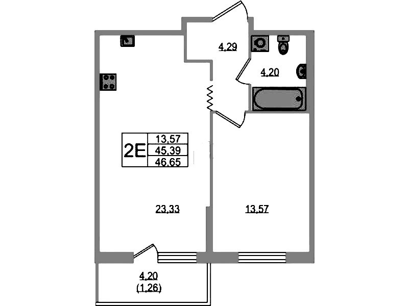 1-комнатная квартира 46.65 м², 1/12 эт., ЖК «UP! Квартал Воронцовский»